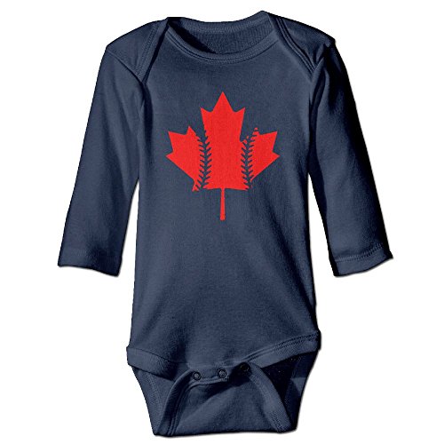 Canada Maple Leaf Baseball Line Funny Cute Novelty Infant One-Piece Baby Bodysuit Christmas Gift 24 Months