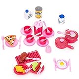 Little Treasures 40 Pcs Mini Sized Toy Cooking Pretend Play Food Set
