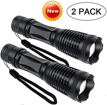 Tactical Flashlight Led 2000 Lumens,Portable Military Grade Tac Light ,Ultra Bright LED Handheld Flashlight ,Zoom Function Waterproof Torch , Best Camping, Outdoor, Emergency Flashlights (2 pack E6)