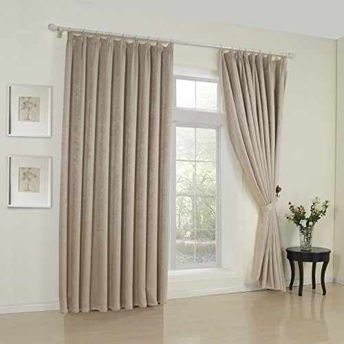 50"W x102"L(Set of 1 panel) Lining And Blackout 20 sizes Available Custom Embossed Striped Modern Beige Room Darkening Grommet Top Window Treatment Draperies &amp; Curtains Panels¡­
