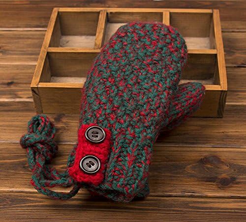 Longless Retro variegated thick line knitted wool gloves even fingers warm thickening students couple models wool gloves