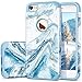 Fingic for iPhone 6s Case,iPhone 6 Case,Marble Blue Bling Glitter Design Hybrid Flexible Soft Rubber Hard PC Bumper Shockproof Full Body Protective Phone Case Cover for Apple iPhone 6S/iPhone 6-Blue