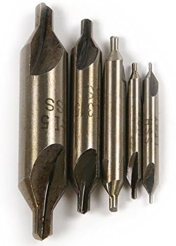 AUAUDATE 5pcs HSS Combined Center Drills Bit Set 60 Degree Angle Countersinks Tool Set 1-5mm by AUAUDATE