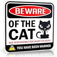 Bigtime Signs Beware of Cat Warning Sign - 12 inch Square - Danger Sign Funny Gag Gifts for Window, Office, Bedroom Decor, lockers - Corrugated Plastic - Indoor or Outdoor - Kitty Sign Made in USA