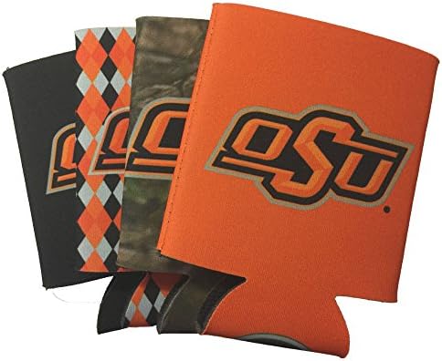 NCAA 4-Pack Multi Color Sublimated Neoprene Beverage 12oz Insulated Can Hugger (Oklahoma State Cowboys)
