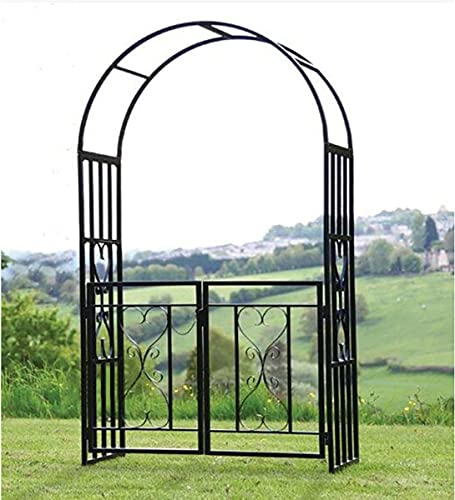 Yibcn Rosenbogen, Rankhilfe 240 x 140 x 40cm, Gartenbogen Torbogen mit Tor Metall Pergola Rankhilfe Kletterpflanzen… – Bild 3