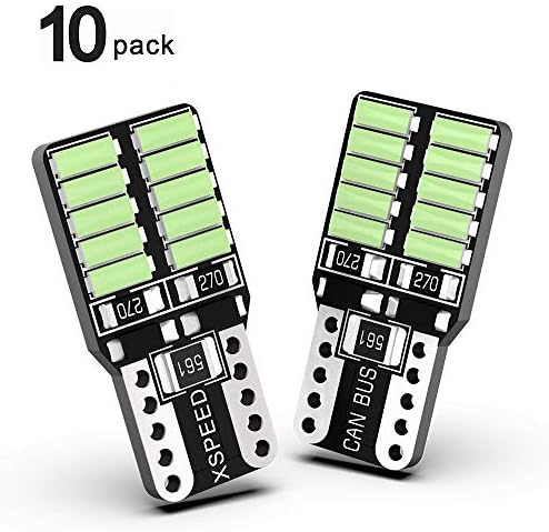 XSPEED 194 LED Light Bulb Error Free 800lm Extremely Bright 20-SMD 4014-Chips 168 2825 W5W T10 LED Bulbs For Interior Map Dome Side Marker Lights License Plate Light, Ice Blue 10PCS