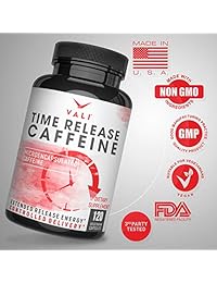 Time Release 100 mg Caffeine Pills - 120 Veggie Capsules Microencapsulated for Extended Energy....