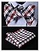 HISDERN SetSense Men's Plaid Jacquard Woven Self Bow Tie Set One Size Red / Blue
