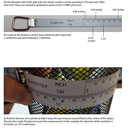 Perfect Pi Diameter Circumference Pi Tape Measure - Imperial and Metric Tape Measure 1/2-inch By 12ft / 3.5m - Use For Measuring Cylindrical Objects - (Pipe Tape, Tree Tape ) Model DCT120