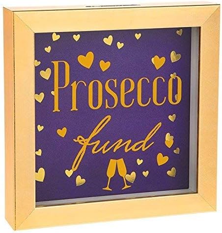 Shudehill, Wooden Novelty Fun Money Box Saving Pot Gift, Prosecco, Brown, 20 x 20 x 5centimeters
