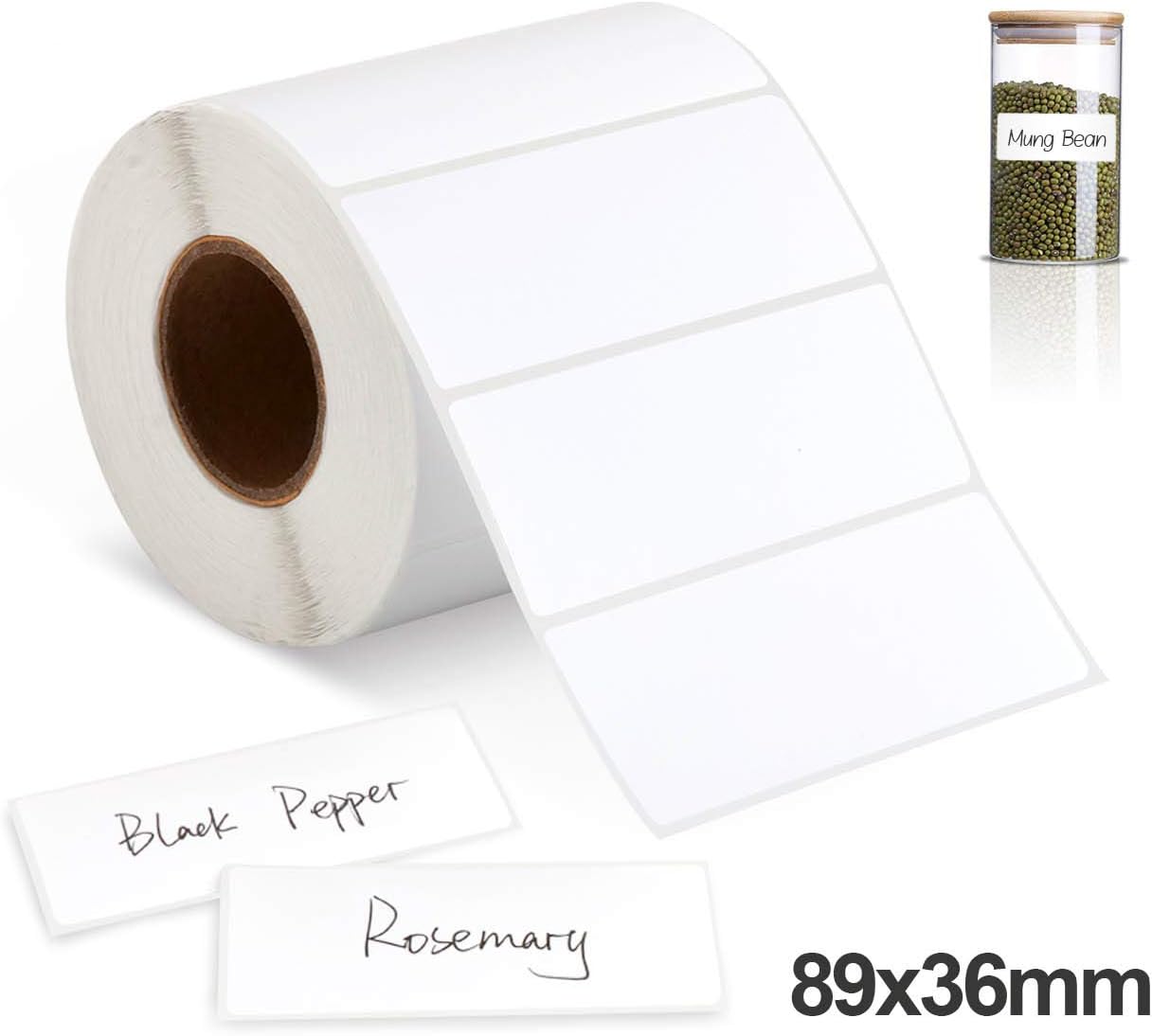 1000 Self Adhesive Address Labels On Roll Sticky Stickers 89mm x 36mm Sticky Labels on a Roll (White), 89 x 36 mm (1000 Labels)