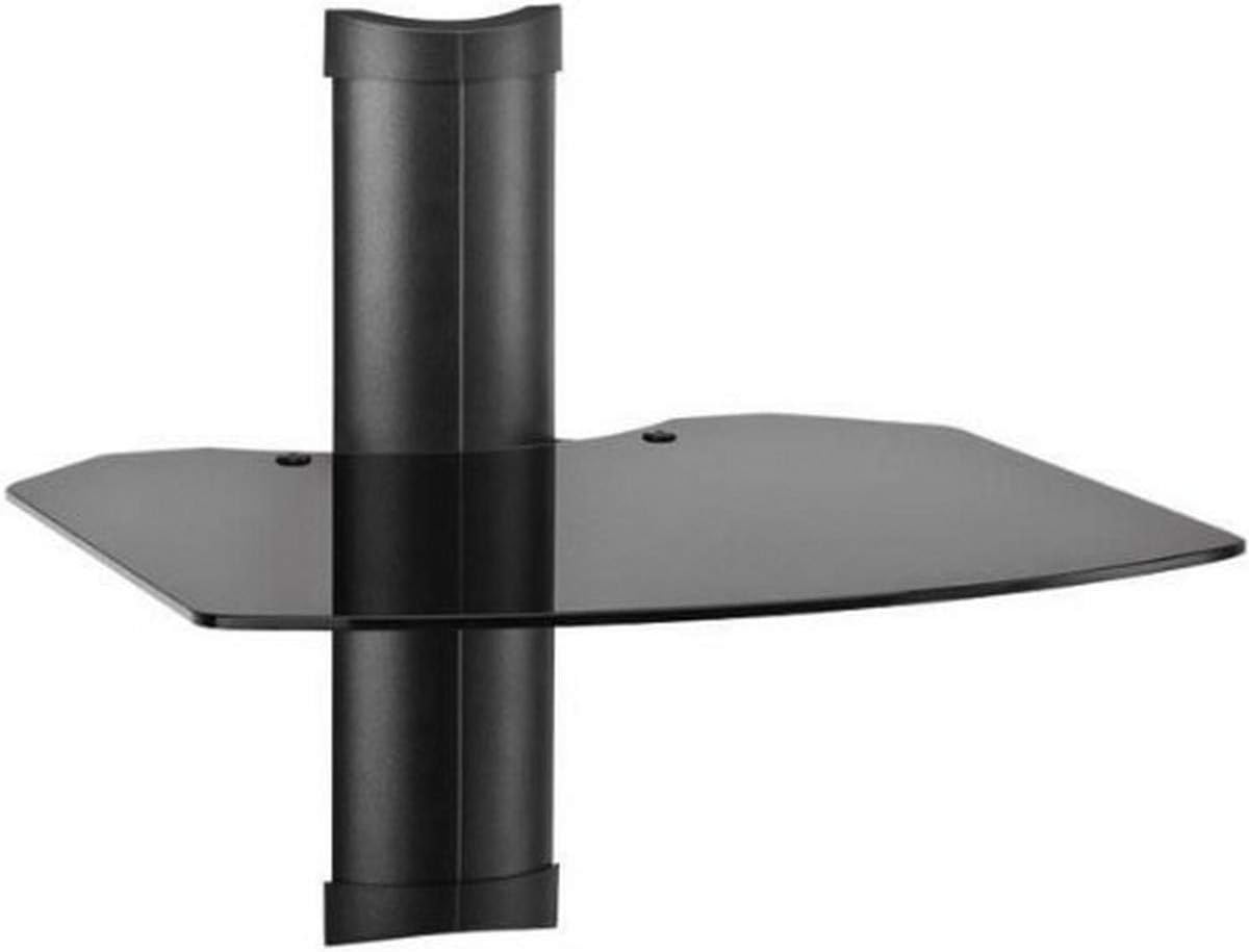 Pinpoint Mounts CS100-Black Audio Video Component Shelf with Single Glass Shelf for 10-Inch to 32-Inch Screen, Black