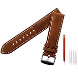 Ritche 18mm 20mm 22mm Leather Watch Strap,Watch Band Wrist Replacement Pin Buckle Black Brown