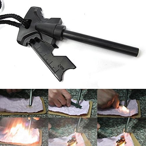 Tuliptown Magnesium Survival Fire Starter Camping and Emergency Quick Fire Starters Survival Kit (black)
