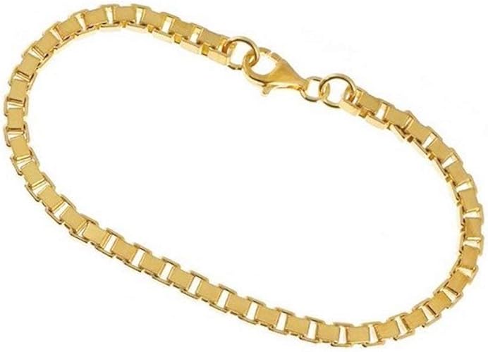 Amazon チェーン ブレスレット メンズ ブランド ゴールド シルバー 925 Blackdia 18k Gp ゴールド ベネチアン チェーン ブレスレット 長さ19cm 幅3 5mm ゴールド 19 ジュエリー 通販