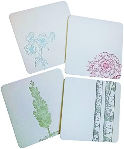 Flowers and Trees Coasters Letterpress on Thick Cotton Paper