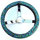 Mana Trading Handmade Steering Wheel Cover Vintage Style Packed Peacock Feathers