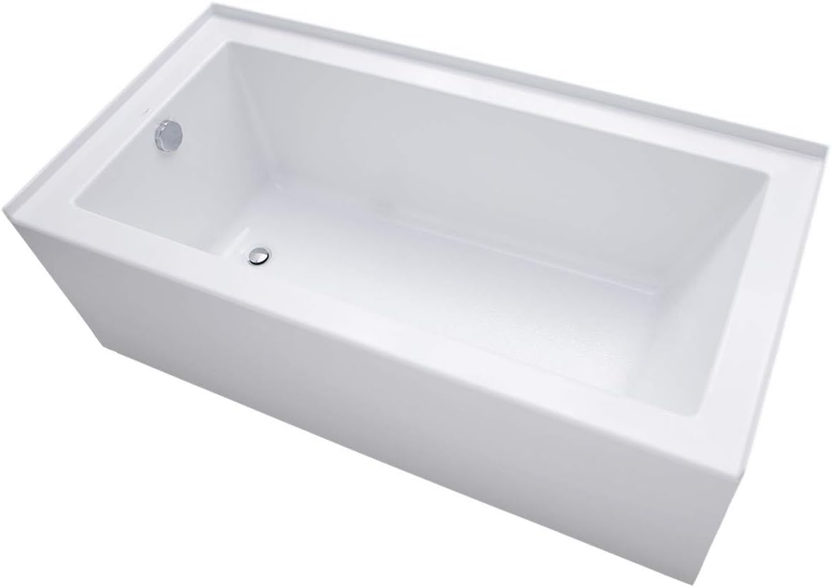Mirabelle MIRSKS6032LWH 60" X 32" Acrylic Soaking Bathtub for Three Wall Alcove Installations with Left Drain