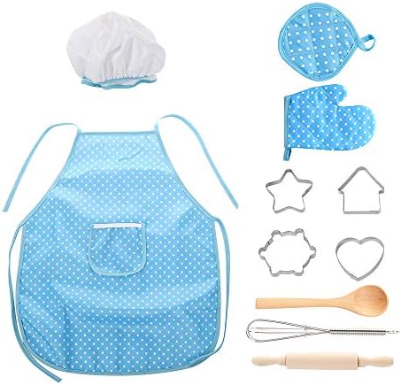 WAKA WAKA LIMITED Childrens Apron Tool Set Kitchen Baking Gadget Kids Rolling Pin DIY Baking Tools, Pack of 11Pcs