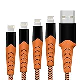 Haribol iPhone Lightning Cable, MFi Certified iPhone Charger 4Pack[ 3.3FT 6.6FT 10FT] Nylon Braided Charger Cable for iPhone X, 8 Plus, 8, 7 Plus, 7, 6 Plus, 6, 6S Plus, 6s, 5, iPad and More (Orange)