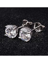 Sterling Silver Stud Earrings Hypoallergenic Earring Jewelry Gifts for Women Teen Girls Pack of 4 (Amethyst Opal CZ Earrings)