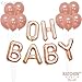 Rose Gold Oh Baby Balloon - 16 Inch, Foil Oh Baby Balloons for Baby Shower Decorations | Oh Baby Letter Balloons Rose Gold for Gender Reveal Party Supplies | Oh Baby Welcome Home Baby Girl Decorations