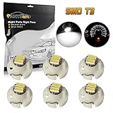 Partsam 6x White T3 Neo Wedge SMD LED Light A/c Climate Heater Controls Lamps Gauge Bulbs