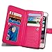 iPhone 6 Plus Wallet Case, Roybens 9 Card Slot PU Leather Wallet Case 2 in 1 Magnetic Detachable Back Cover Flip Case with Wrist Strap For Apple iPhone 6 6s Plus (5.5) Rhodo