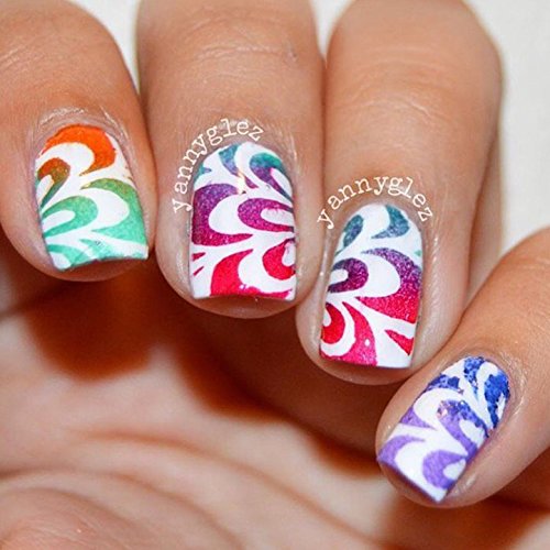 Floral Watermarble Stencils Nail Vinyls By Twinkled T - 1 Sheet of 16 Stencils