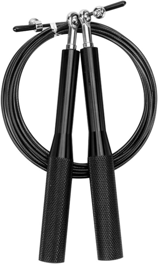 DIFFLIFE 2019 New Speed Jump Rope with Aluminum Handle - Jumping Rope for CrossFit, Boxing, MMA, Fitness Workout, Cardio Exercise, Fits All Ages(Black) (YUNDA)
