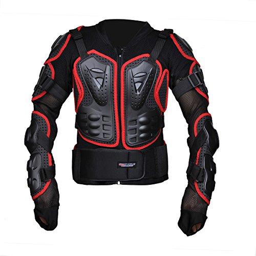 CHCYCLE Motorcycle Full Body Armor Motocross ATV Motorbike Jacket Protector (Large, Red)