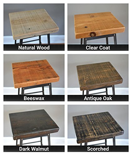 Set of Four Reclaimed Wood Stools | Salvaged Barn Wood | Steel Backrest | FREE SHIPPING - Thumbnail 5