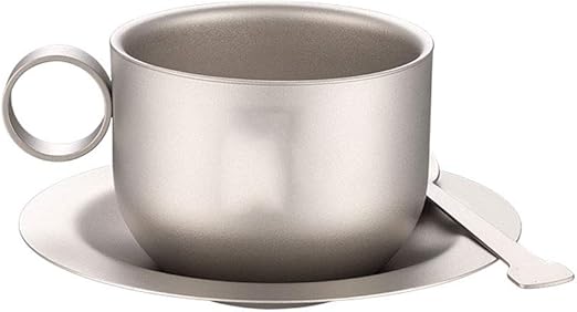 Amazon Co Jp コーヒーカップトレイスプーン 純チタン素材 熱保存抗熱傷プロのコーヒーセットを含む純チタンコーヒーカップセット Home Kitchen