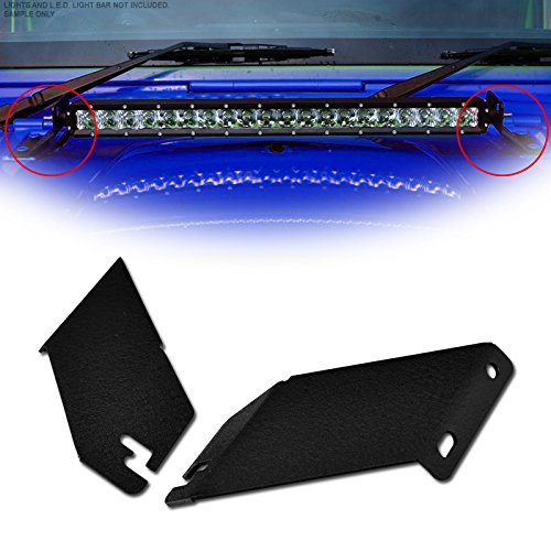 VXMOTOR 2007-2017 Jeep Wrangler JK Textured Black Blk Offroad Hood Light Bar Mount Brackets Kit For 20" LED Fog Lamp Straight Bar FRC