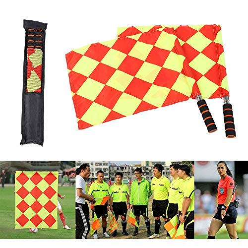 Eboxer 2 Pieces Linesman Flag with Plastic Tube, Flag for Soccer Referee, Accessories for Soccer Training Match