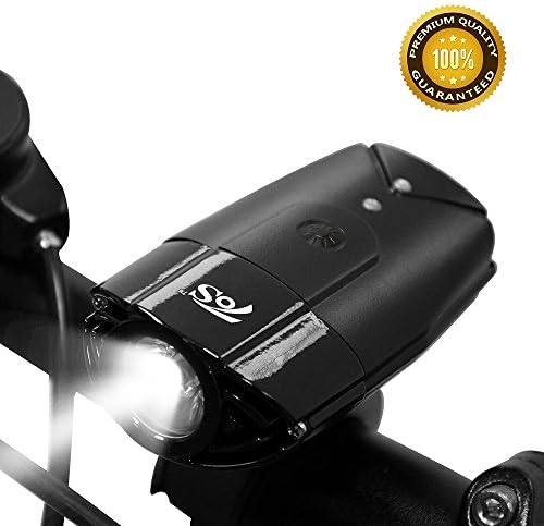 TOS USB Rechargeable Bike Headlight, Bicycle Front Light with Switch Button, IP65 Waterproof-Cycling Safety Commuter Flash Light for Mountain, Road &amp; City(R3) (R3 Black, 2000mAh)