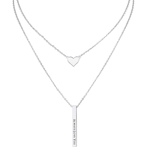 MeMoShe Personalized Bar Necklace, 18K Gold Plated Custom Name Engravable Necklace with Adjustable Chain Charm Gift for Bridesmaid