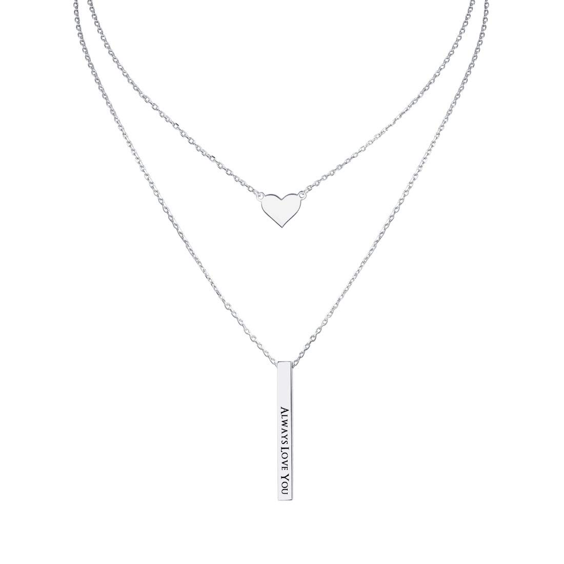 MeMoShe Personalized Bar Necklace, 18K Gold Plated Custom Name Engravable Necklace with Adjustable Chain Charm Gift for Bridesmaid