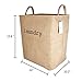 Household Linen Collapsible Small Size Laundry Hamper with Two Handles, Heavy Duty and Durable, Collapsible and Self Standing as Laundry Basket (15.8 x 10.2 x 14 inch) (Linen)