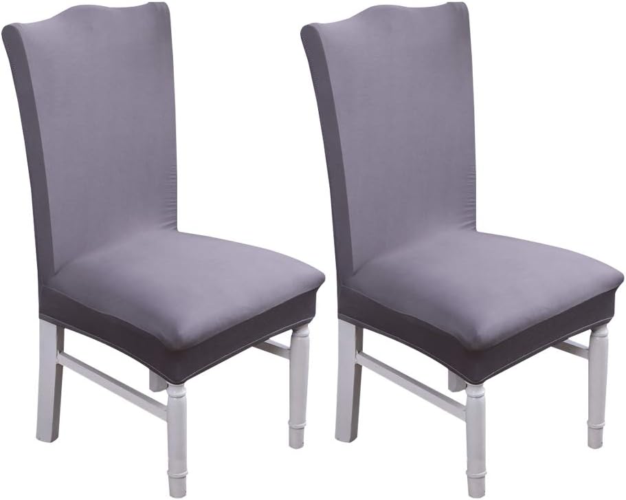 TXVSO Home Spandex Chair Seat Covers Slipcover Removable Stretch Protective for Dining Room, Hotel, Banquet, Ceremony (2pcs, Gray)