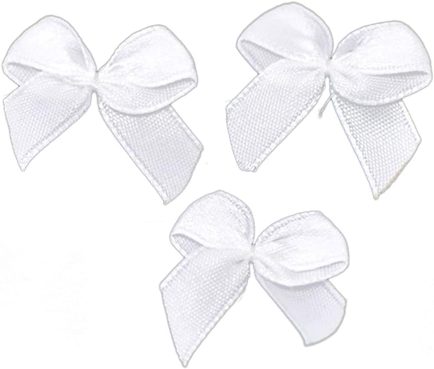 Souarts White Ribbon Butterfly Knot for Scrapbooking Embellishment Pack