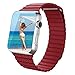 BRG Leather Loop with Adjustable Magnetic Closure iWatch Band Replacement Strap for Apple Watch Series 1 Series 2 Sport and Edition 38mm Medium - Red