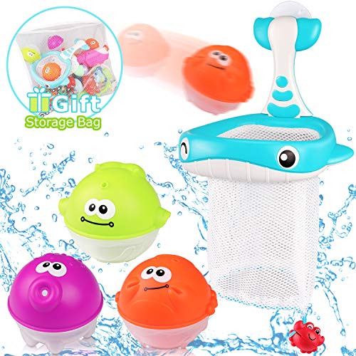 FittiDoll Bath Toy Hoop Basketball Bath Toy Bathtub Shooting Game for Toddlers Boys and Girls - Thumbnail 7