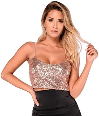 Women's Crop Top, Quistal Teen Girls Fashion Sequins Vest Camisole Tank Cami Blouse Crop Top