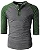 H2H Men's Casual Henley Raglan Baseball Jersey Knit T-Shirt with Blocked Sleeve and Front Placket Combos DARKGREEN US L/Asia XL (CMTTS0174)