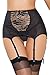 Estanla Women's Sexy High-waisted Hollow-out Lace Garters (Medium,Black)