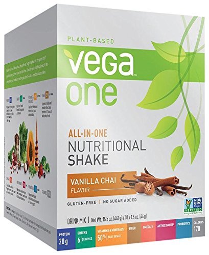 Vega One All-in-One Nutritional Shake, Vanilla Chai 1.6 oz Drink Mix packets, 10 Count Vega One All-in-One Nutritional Shake, Vanilla Chai 1.6 oz Drink Mix packets, 10 Count