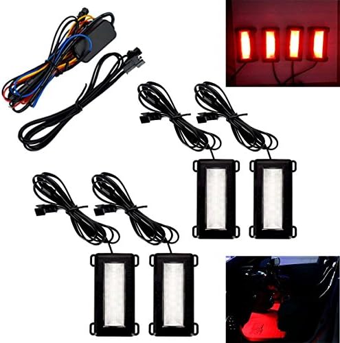 4Pcs Car Interior Light LED Atmosphere Underdash Lights High Intensity Bright Underglow Underbody System Lighting Kit Footwell Car Lamp Glow Neon Floor Lights