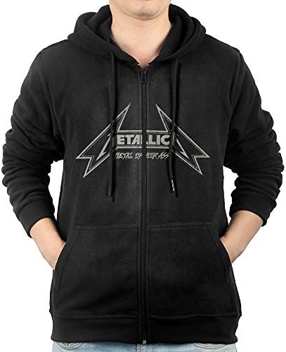 LetBiBi Hoodie Sweatshirt Men's Metallica Metal Up Your Ass Long Sleeve Zip-up Hooded Sweatshirt Jacket Black
